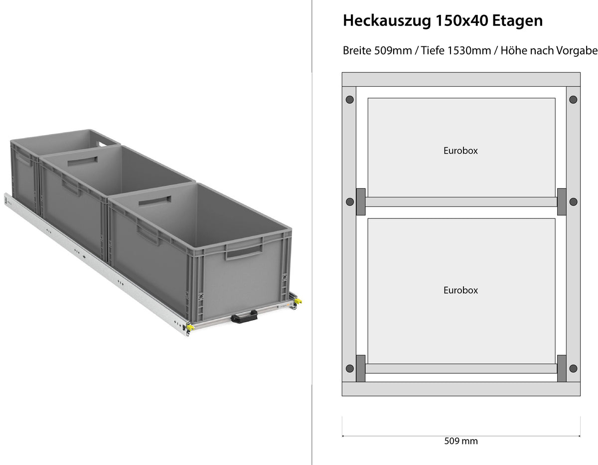 Bagudtræk til camper varevogn 1200mm x 400mm etager