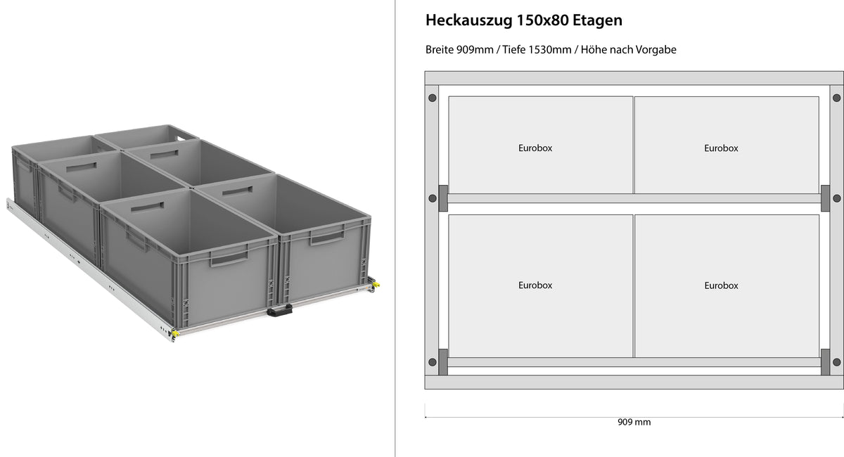 Bagudtræk til camper varevogn 1200mm x 400mm etager