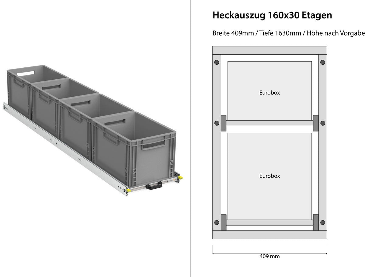 Bagudtræk til camper varevogn 1200mm x 400mm etager