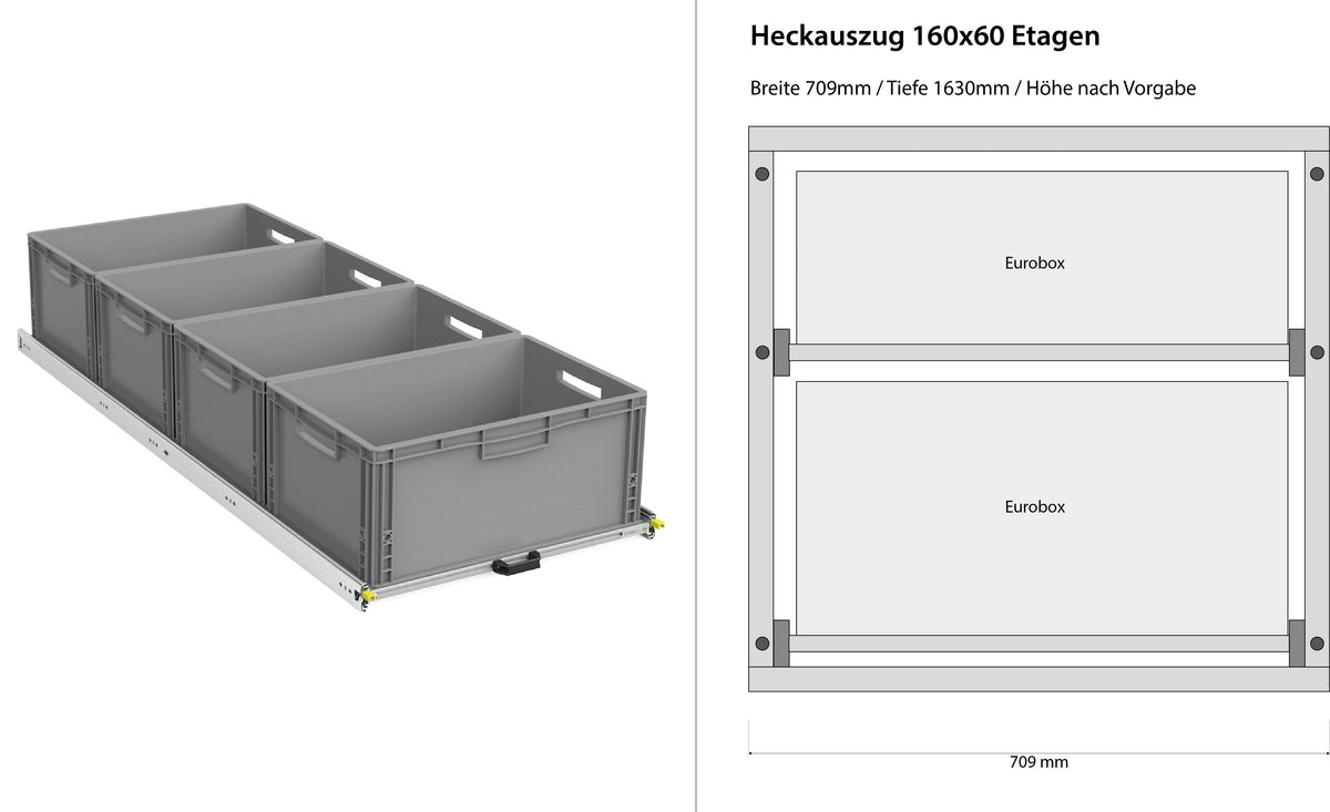 Bagudtræk til camper varevogn 1200mm x 400mm etager