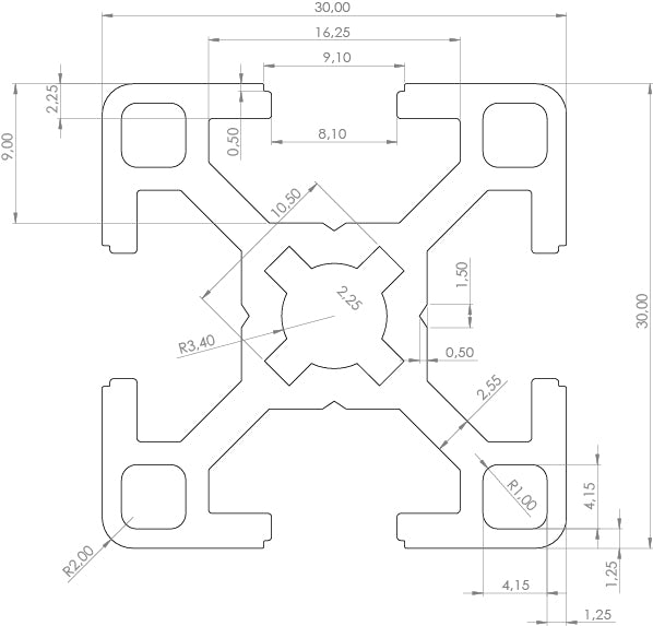 Profilo 20mm x 20mm - scanalatura 6 - compatibile B