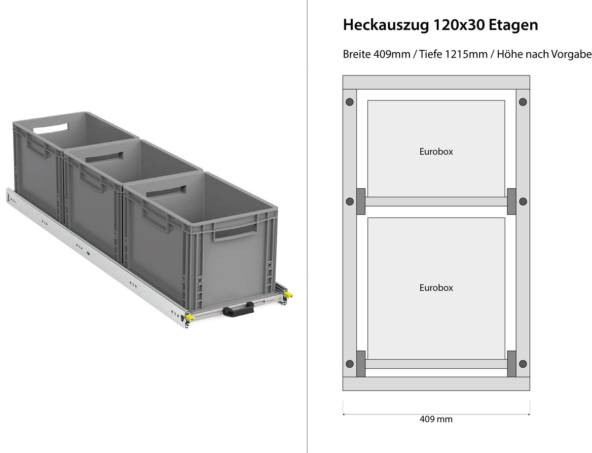 Wysuwany bagażnik tylny do kampera furgonu 1200mm x 400mm, piętrowy