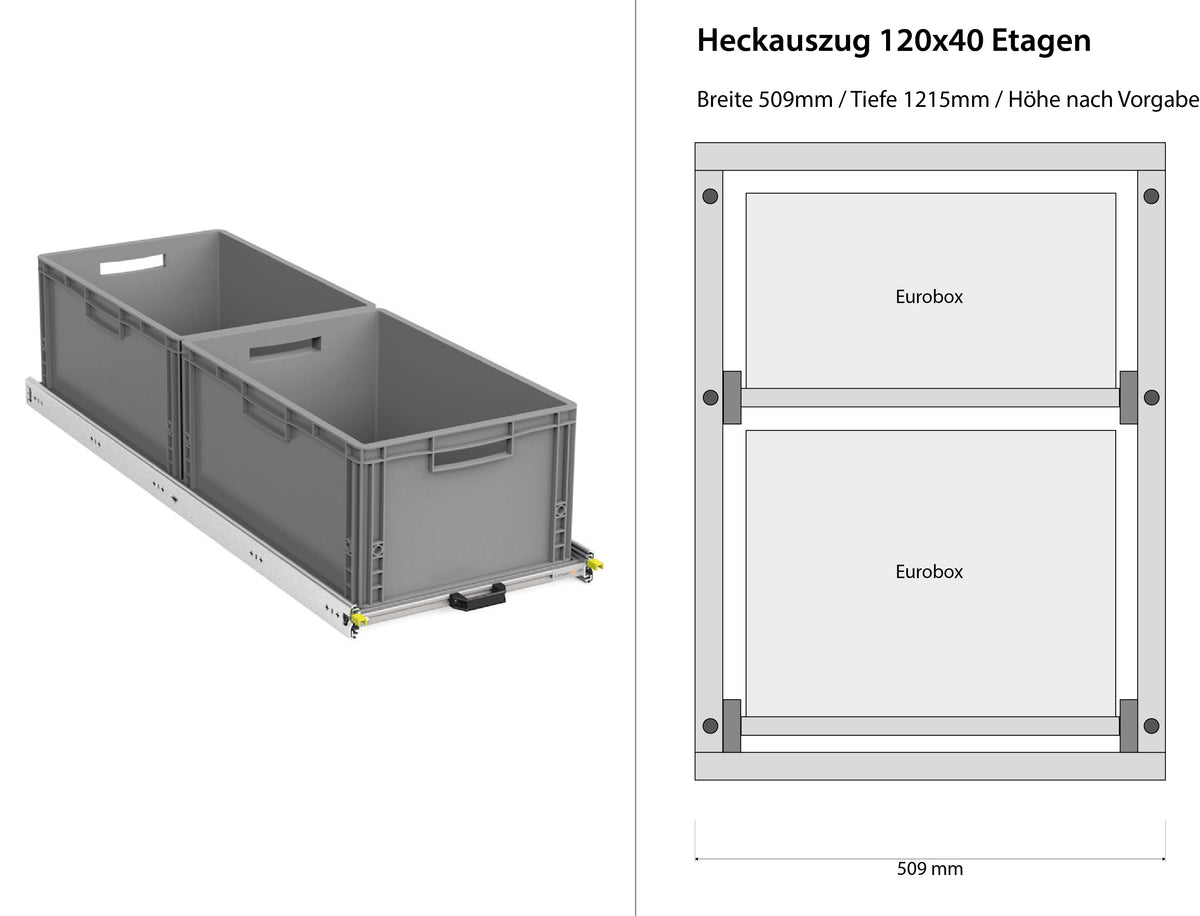 Wysuwany bagażnik tylny do kampera furgonu 1200mm x 400mm, piętrowy
