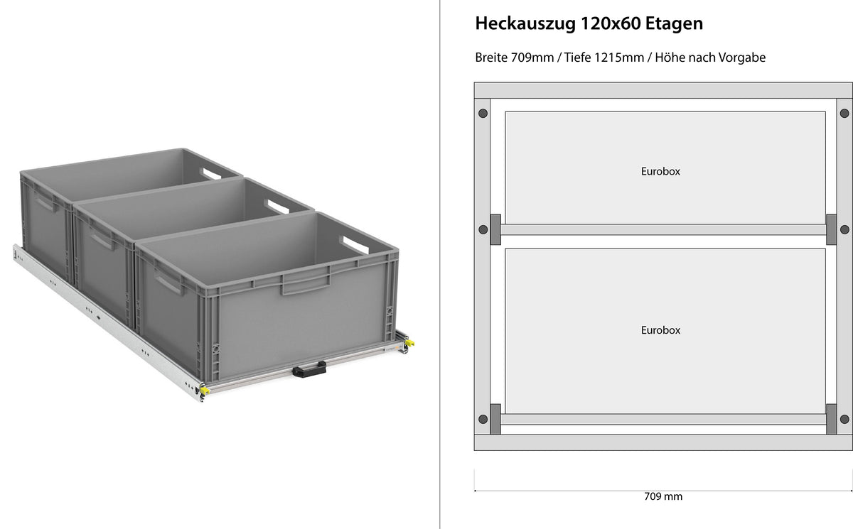 Wysuwany bagażnik tylny do kampera furgonu 1200mm x 400mm, piętrowy