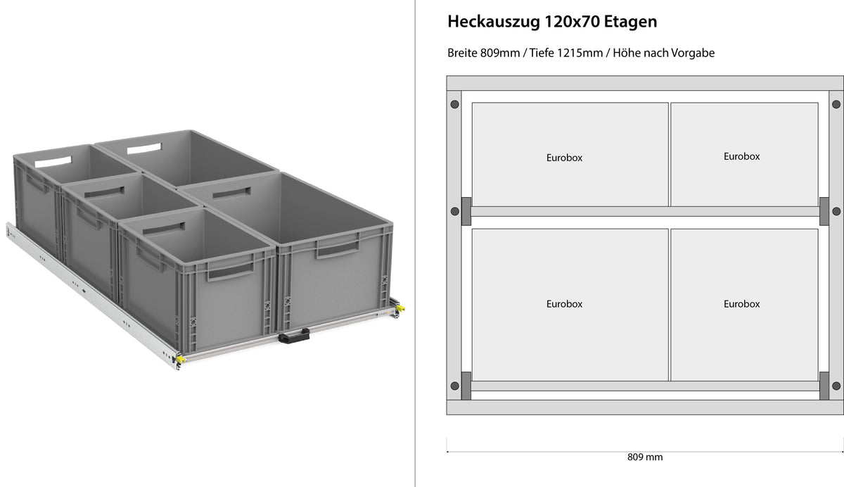 Wysuwany bagażnik tylny do kampera furgonu 1200mm x 400mm, piętrowy