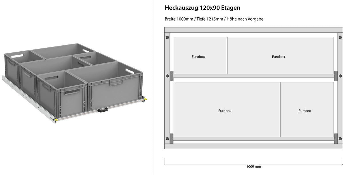 Wysuwany bagażnik tylny do kampera furgonu 1200mm x 400mm, piętrowy