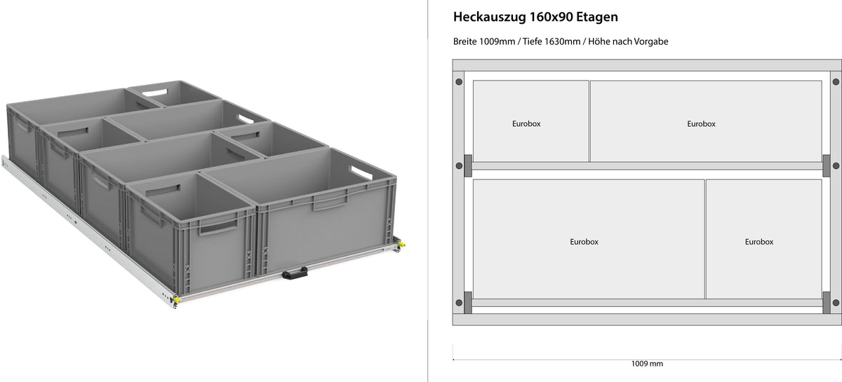 Bagudtræk til camper varevogn 1200mm x 400mm etager