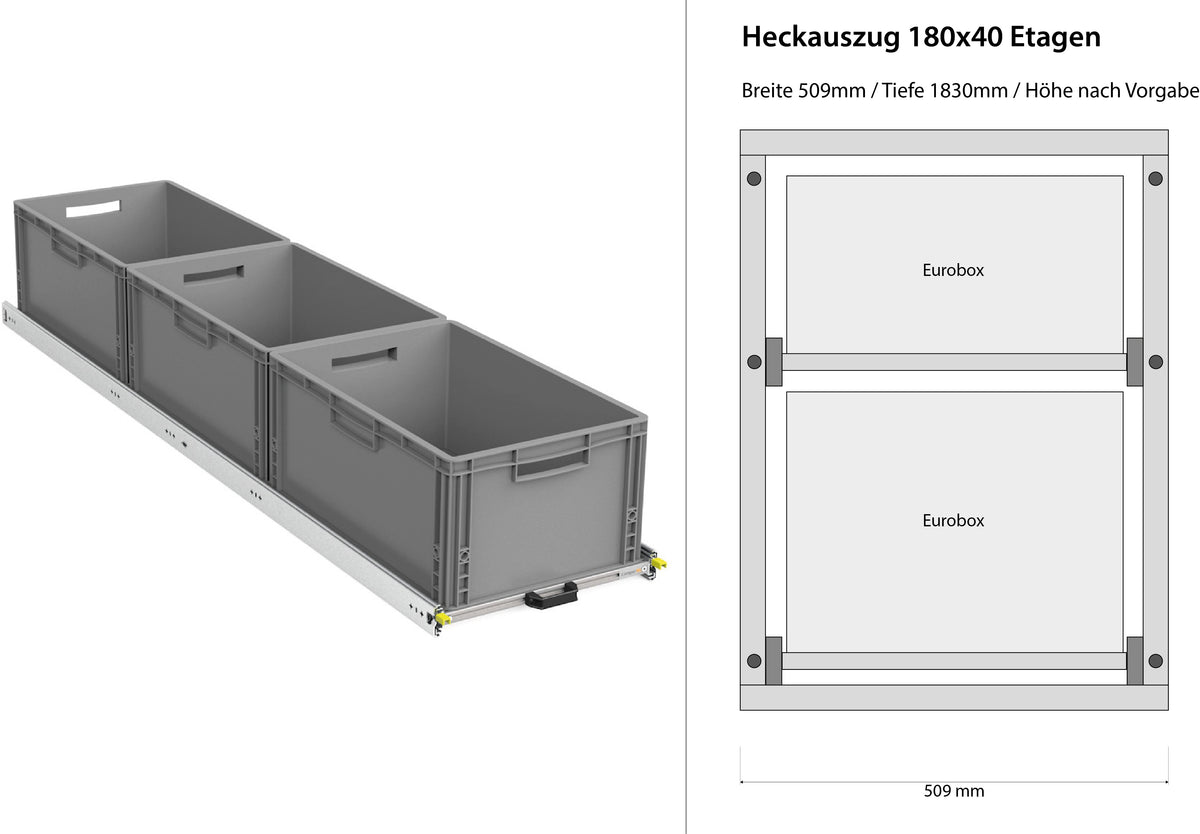 Bagudtræk til camper varevogn 1200mm x 400mm etager