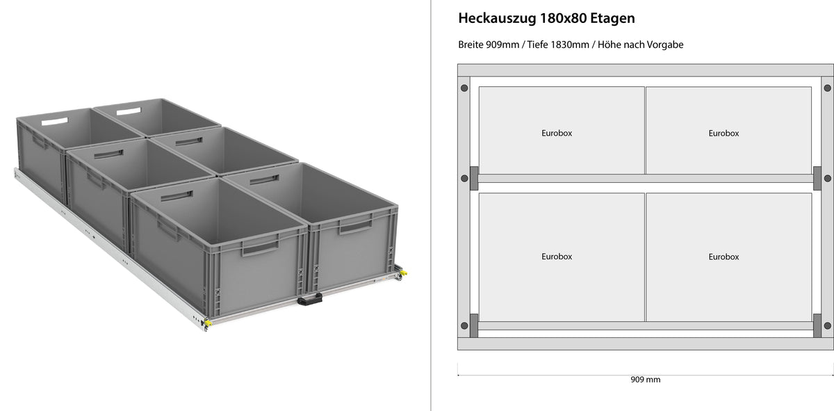 Bagudtræk til camper varevogn 1200mm x 400mm etager