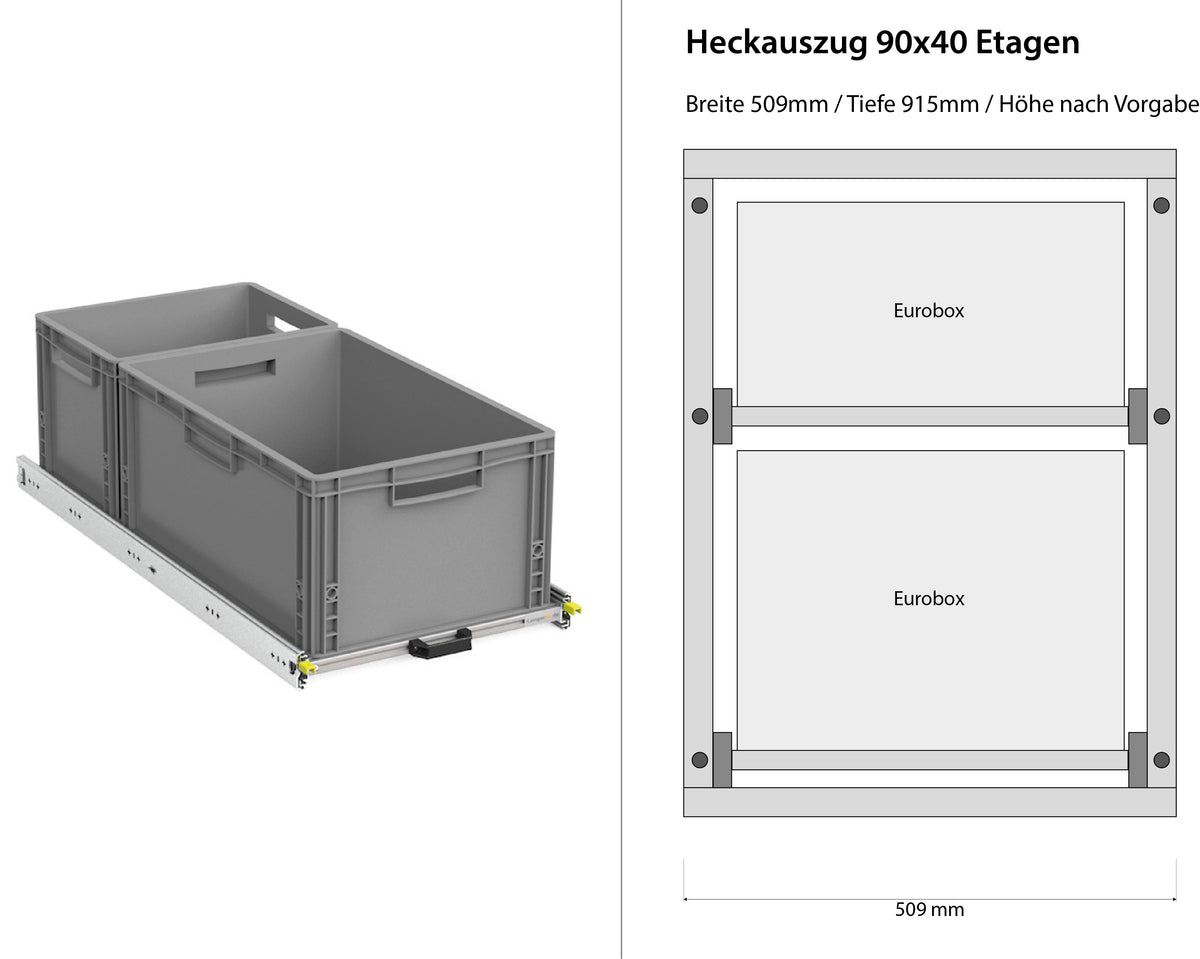 Wysuwany bagażnik tylny do kampera furgonu 1200mm x 400mm, piętrowy