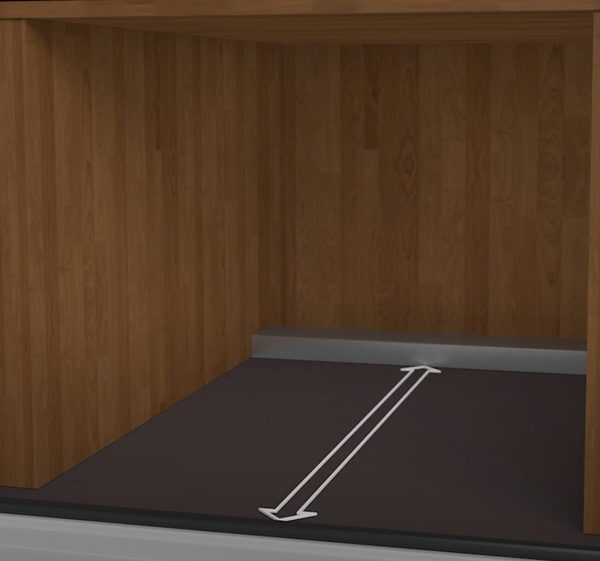 Odległość pozioma: od przedniej krawędzi listwy przypodłogowej do kanału.