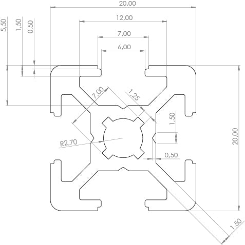 Profil 20mm x 20mm - Rille 6 - B-kompatibel