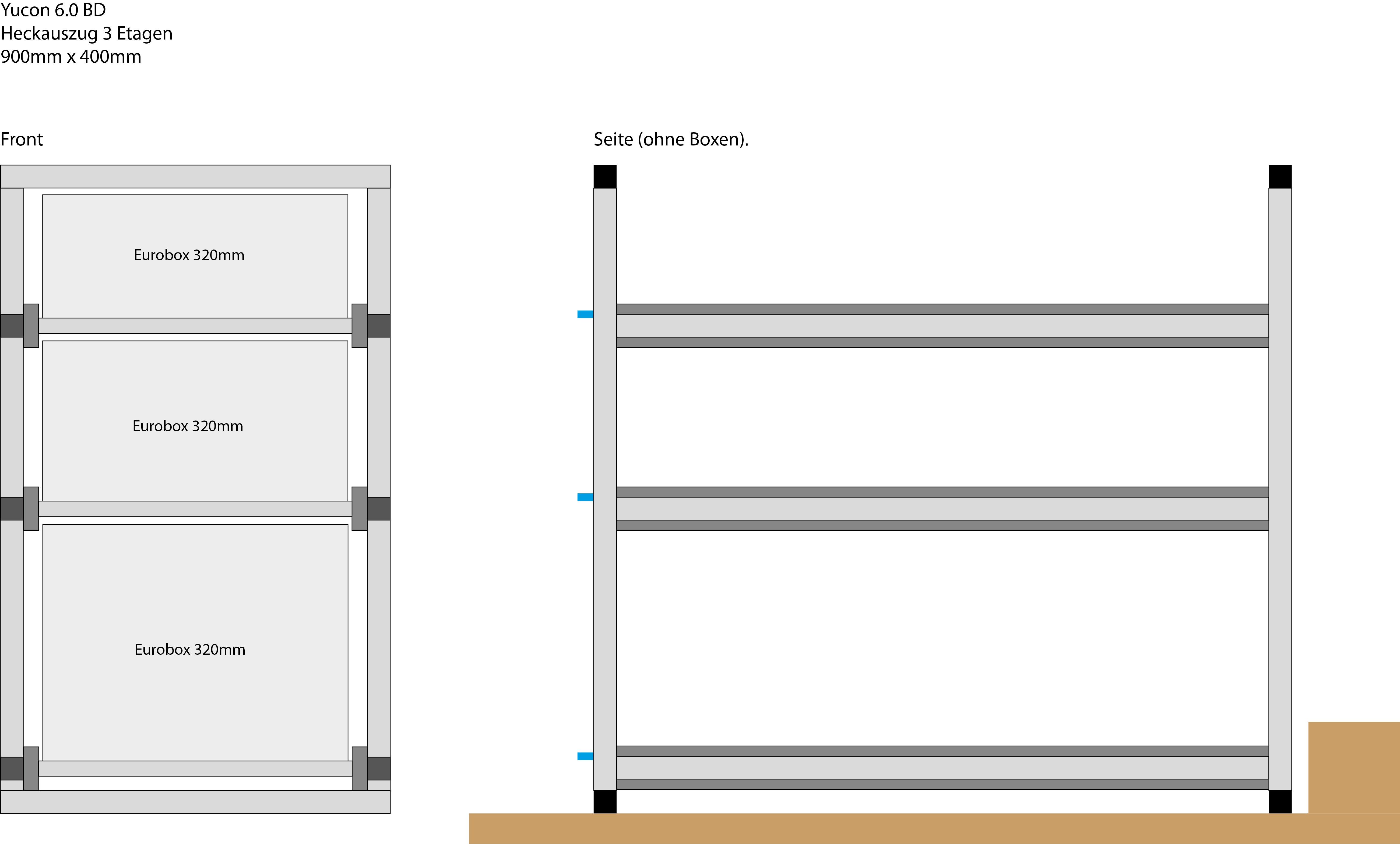 Wysuw tylny do FRANKIA Yucon 6.0 BD | Wysuw ciężkiego ładunku zoptymalizowany pod eurobox