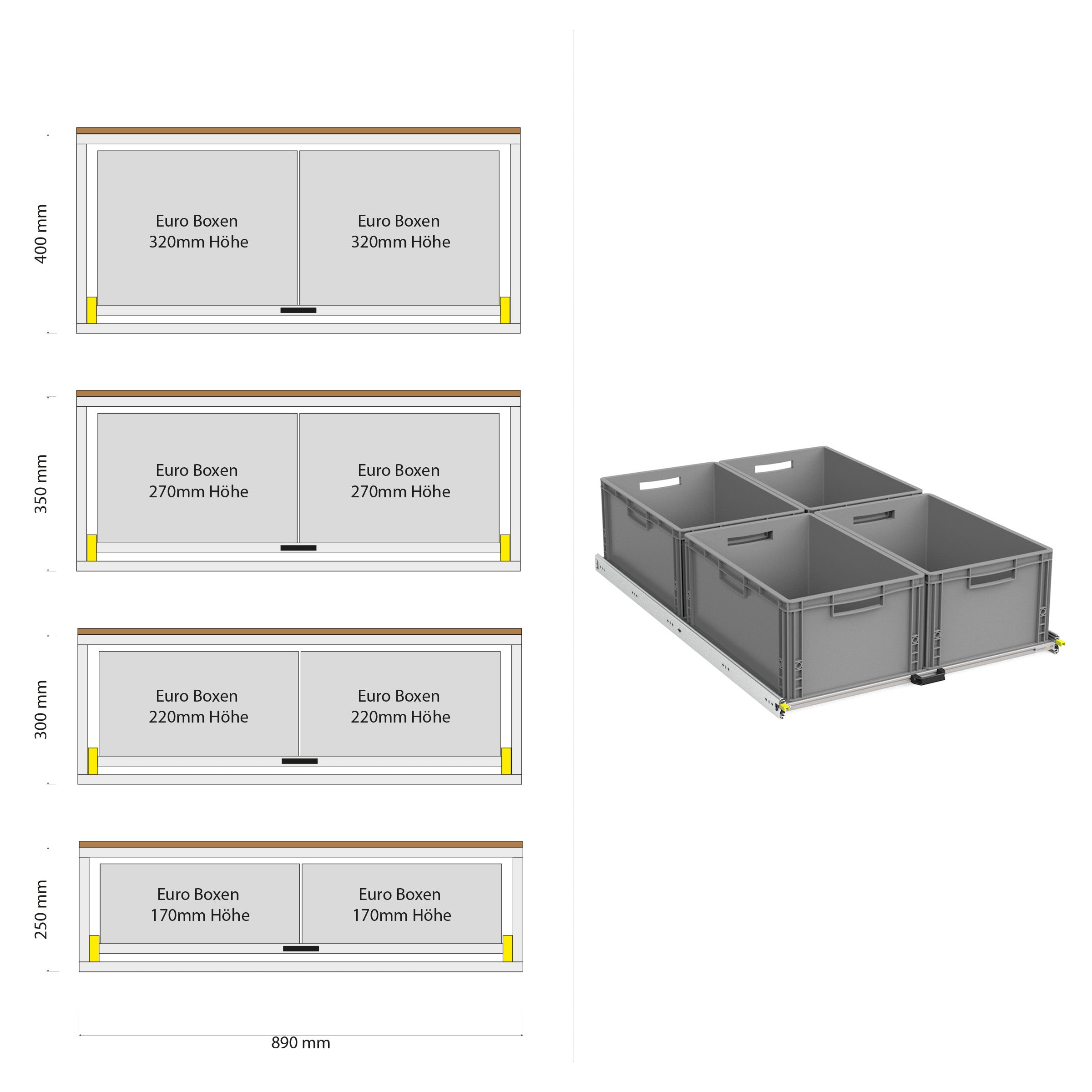 Tylny wysuw do kampera furgon z półką 1200mm x 400mm