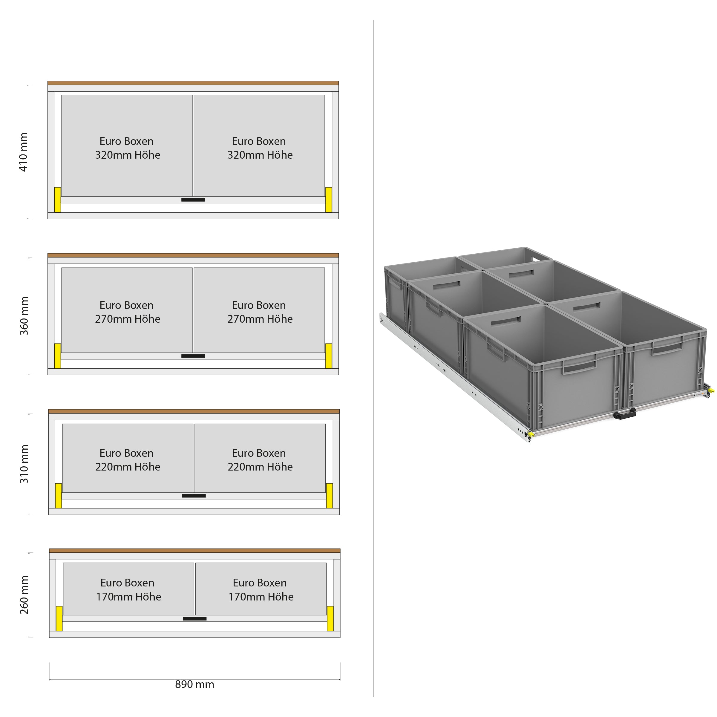 Tylny wysuw do kampera furgon z półką 1200mm x 400mm